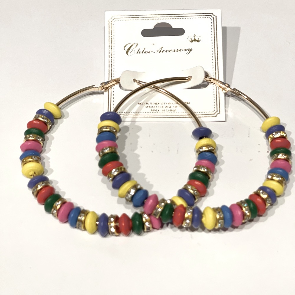 Rainbow, big hoop earrings